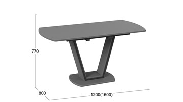 Кухонный стол раздвижной Дели Тип 2 (Серый софт, Стекло матовое серое) в Уссурийске - предосмотр 2