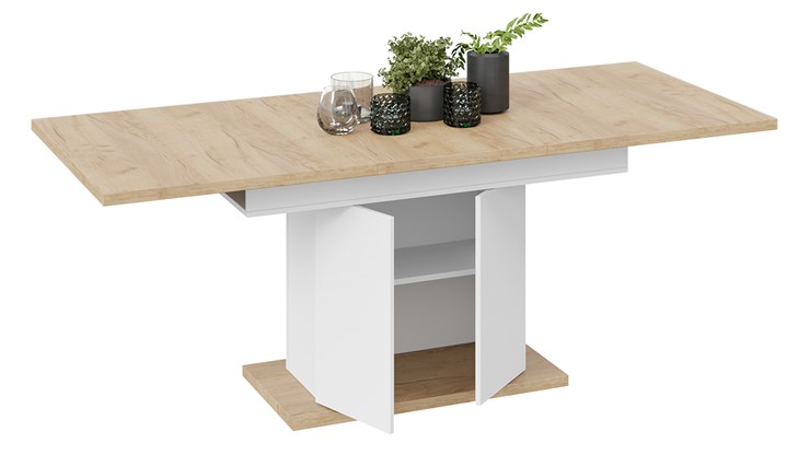 Кухонный раздвижной стол Детройт тип 1 (Белый/Дуб Крафт золотой) в Артеме - изображение 2