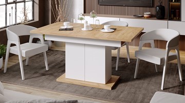 Кухонный раздвижной стол Детройт тип 1 (Белый/Дуб Крафт золотой) в Артеме - предосмотр 6