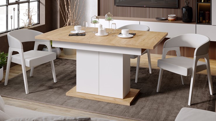 Кухонный раздвижной стол Детройт тип 1 (Белый/Дуб Крафт золотой) в Артеме - изображение 6