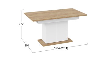 Кухонный раздвижной стол Детройт тип 1 (Белый/Дуб Крафт золотой) в Артеме - предосмотр 7