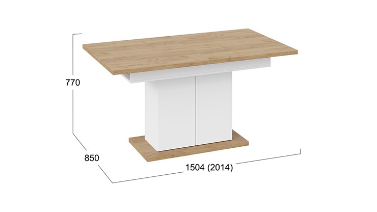 Кухонный раздвижной стол Детройт тип 1 (Белый/Дуб Крафт золотой) в Артеме - изображение 7
