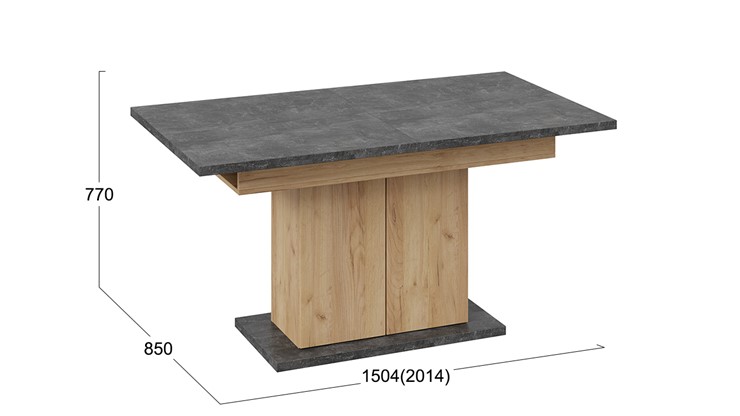 Кухонный раскладной стол Детройт тип 1 (Дуб Крафт золотой/Ателье) в Артеме - изображение 4
