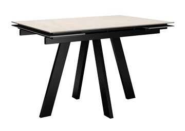 Кухонный раздвижной стол DikLine DM120 Хромикс белый / опоры черные в Уссурийске