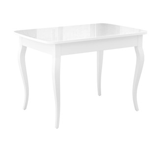 Кухонный раздвижной стол Dikline M110 Белый/стекло белое глянец/ножки MC белые в Артеме - предосмотр