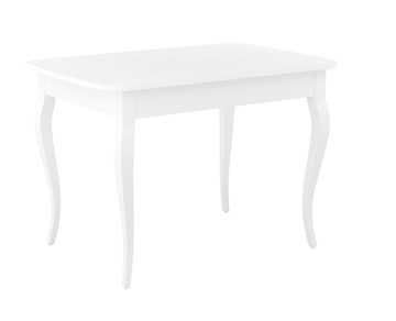 Кухонный раздвижной стол Dikline M110 Белый/стекло белое сатин/ножки MC белые во Владивостоке - предосмотр
