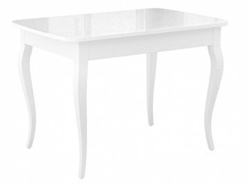 Кухонный раздвижной стол Dikline M120 Белый/стекло белое глянец/ножки MC белые в Уссурийске