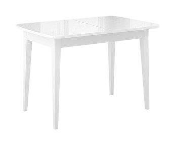 Кухонный стол раскладной Dikline M120 Белый/стекло белое глянец/ножки MM белые во Владивостоке - предосмотр