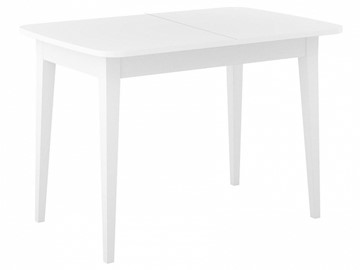 Кухонный раздвижной стол Dikline M120 Белый/стекло белое сатин/ножки MM белые в Артеме