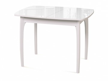 Кухонный раскладной стол Dikline M40 стекло белое/ножки белые в Находке
