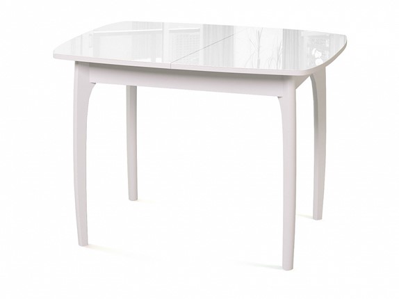 Кухонный раскладной стол Dikline M40 стекло белое/ножки белые в Артеме - изображение