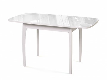 Кухонный раскладной стол Dikline M40 стекло белое/ножки белые в Артеме - предосмотр 1