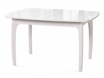 Кухонный раздвижной стол Dikline M20 стекло белое/ножки белые в Уссурийске