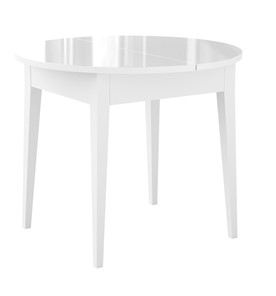 Кухонный раздвижной стол Dikline MR100 Белый/стекло белое глянец/ножки MM белые в Уссурийске
