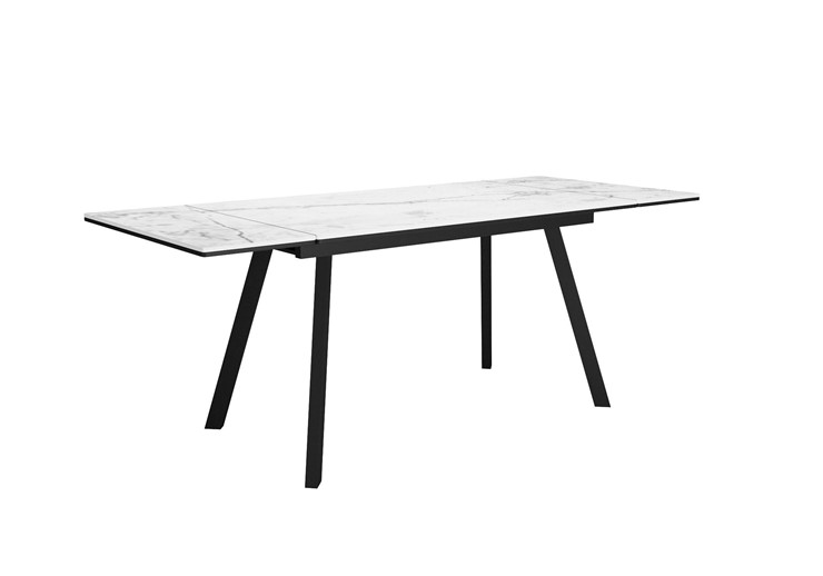 Кухонный стол раскладной DikLine SKA125 Керамика Белый мрамор/подстолье черное/опоры черные (2 уп.) в Артеме - изображение 5