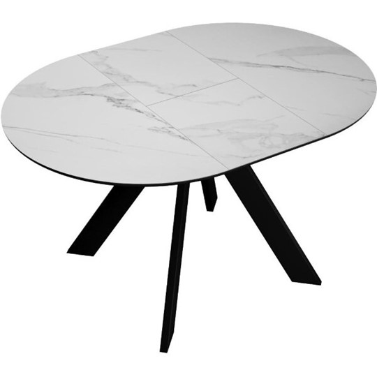Кухонный стол раздвижной DikLine SKC100 D1000 Керамика Белый мрамор / опоры черные во Владивостоке - изображение 3