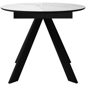 Кухонный стол раздвижной DikLine SKC100 D1000 Керамика Белый мрамор / опоры черные в Находке