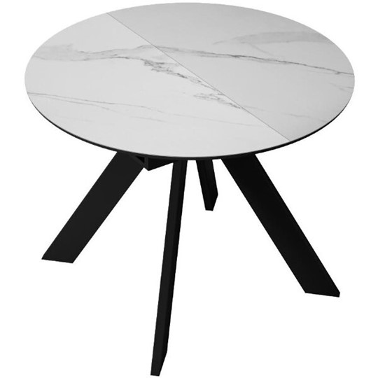 Кухонный стол раздвижной DikLine SKC100 D1000 Керамика Белый мрамор / опоры черные во Владивостоке - изображение 4
