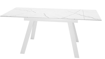 Кухонный стол раскладной DikLine SKM140 Керамика Белый мрамор/подстолье белое/опоры белые (2 уп.) во Владивостоке - предосмотр 1
