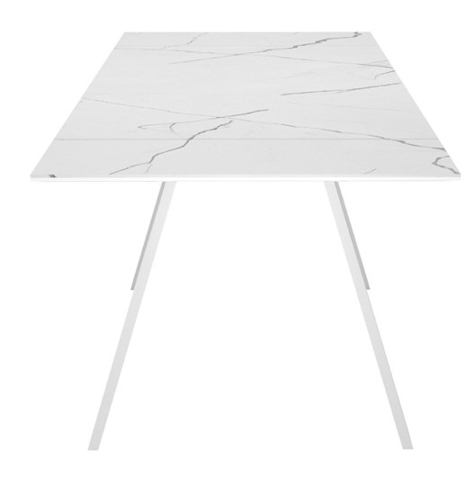 Кухонный стол раскладной DikLine SKM140 Керамика Белый мрамор/подстолье белое/опоры белые (2 уп.) в Артеме - изображение 4