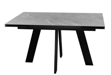 Стол раздвижной DikLine SKM140 Керамика серый мрамор/подстолье черное/опоры черные (2 уп.) в Находке - предосмотр 1