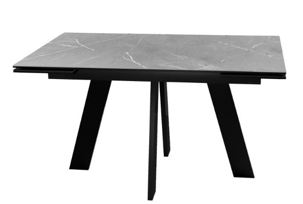 Стол раздвижной DikLine SKM140 Керамика серый мрамор/подстолье черное/опоры черные (2 уп.) во Владивостоке - изображение 1