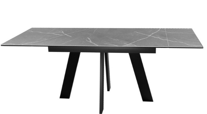 Стол раздвижной DikLine SKM140 Керамика серый мрамор/подстолье черное/опоры черные (2 уп.) в Артеме - изображение 2