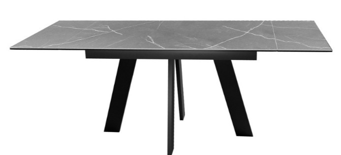 Стол раздвижной DikLine SKM140 Керамика серый мрамор/подстолье черное/опоры черные (2 уп.) во Владивостоке - изображение 4