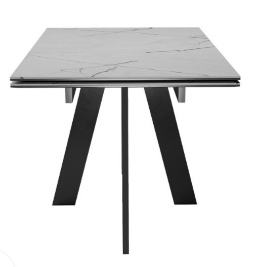 Стол раздвижной DikLine SKM140 Керамика серый мрамор/подстолье черное/опоры черные (2 уп.) в Артеме - изображение 5