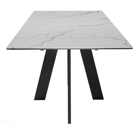 Стол раздвижной DikLine SKM140 Керамика серый мрамор/подстолье черное/опоры черные (2 уп.) в Артеме - изображение 6