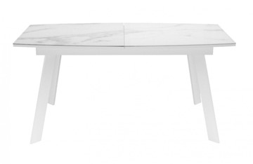 Кухонный стол раздвижной Dikline XLS160 мрамор белый глянец/ножки белые во Владивостоке - предосмотр 1