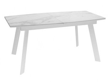 Кухонный стол раздвижной Dikline XLS160 мрамор белый глянец/ножки белые в Артеме - предосмотр