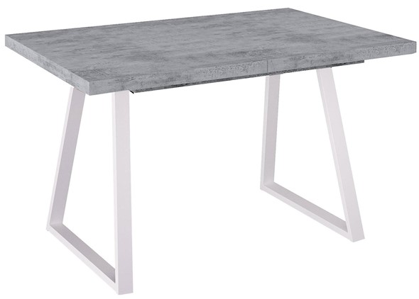 Кухонный стол раздвижной Dikline ZB120 Бетон/ножки белые в Артеме - изображение