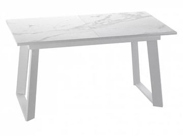 Кухонный раздвижной стол Dikline ZLS140 Мрамор белый глянец/ножки белые в Находке