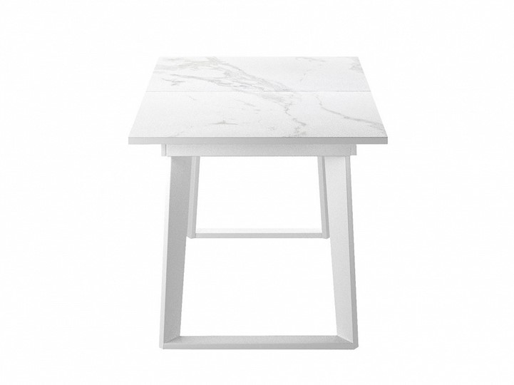 Кухонный раздвижной стол Dikline ZLS140 Мрамор белый глянец/ножки белые во Владивостоке - изображение 2