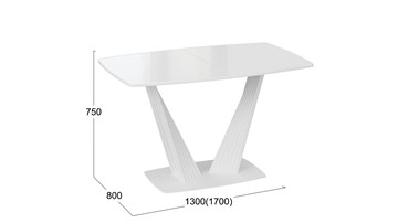 Кухонный стол раздвижной Фабио тип 1 (Белый матовый, Стекло глянцевое белое) во Владивостоке - предосмотр 4