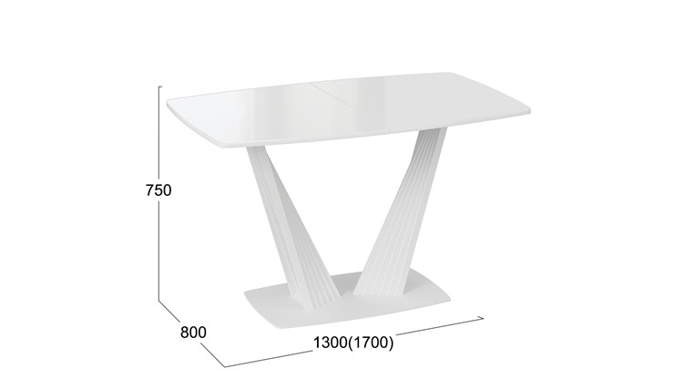 Кухонный стол раздвижной Фабио тип 1 (Белый матовый, Стекло глянцевое белое) в Уссурийске - изображение 4