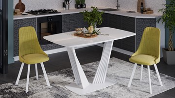 Кухонный стол раздвижной Фабио тип 1 (Белый матовый, Стекло глянцевое белое) во Владивостоке - предосмотр 5