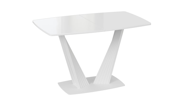Кухонный стол раздвижной Фабио тип 1 (Белый матовый, Стекло глянцевое белое) в Артеме - изображение 2