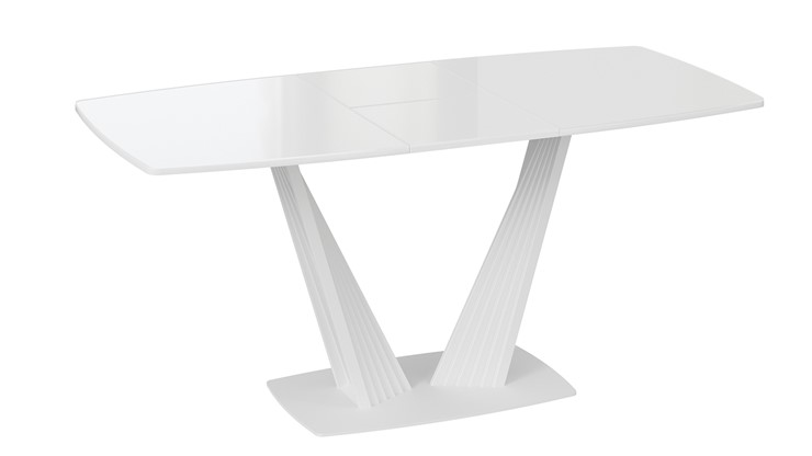 Кухонный стол раздвижной Фабио тип 1 (Белый матовый, Стекло глянцевое белое) в Артеме - изображение 3