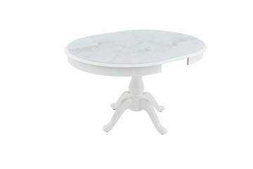 Кухонный стол раскладной Фабрицио-1 Glass, Круг 1000, фотопечать (Мрамор 11) в Артеме - предосмотр 2