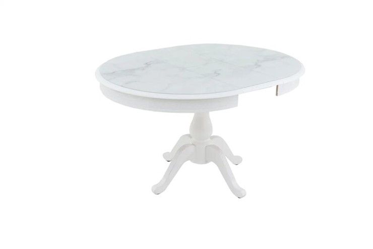 Кухонный стол раскладной Фабрицио-1 Glass, Круг 1000, фотопечать (Мрамор 11) в Артеме - изображение 2
