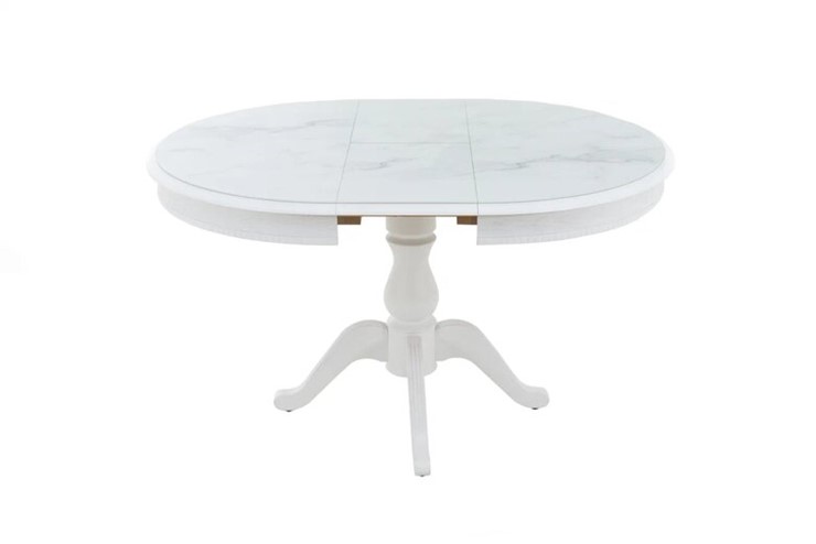 Кухонный стол раскладной Фабрицио-1 Glass, Круг 1000, фотопечать (Мрамор 11) в Артеме - изображение 3