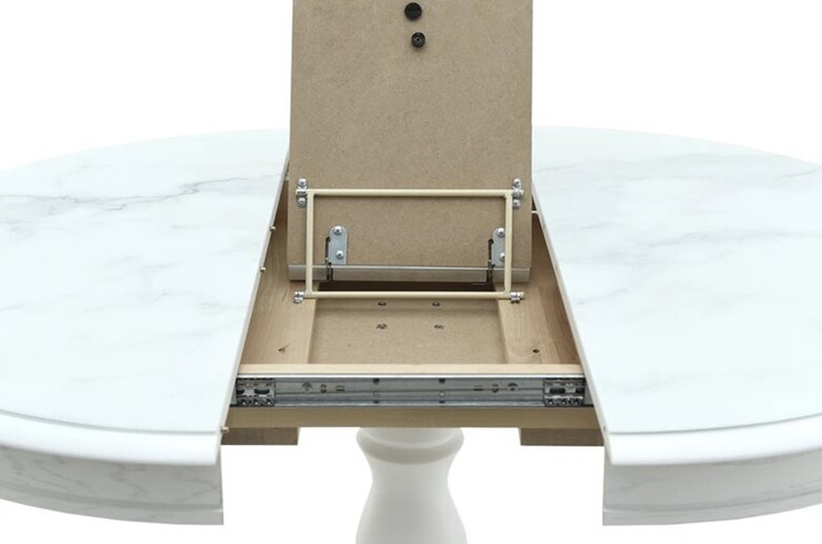 Кухонный стол раскладной Фабрицио-1 Glass, Круг 1000, фотопечать (Мрамор 11) в Артеме - изображение 8