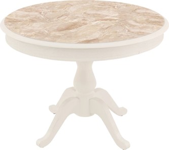 Стеклянный стол Фабрицио-1 Glass, Круг 1000, фотопечать (Мрамор 8, Слоновая кость) в Уссурийске