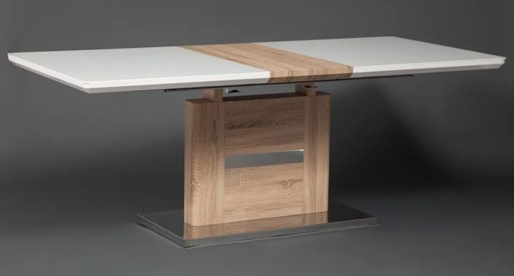 Кухонный стол раздвижной FOSTER (mod. 8070) high glossy/закаленное стекло, 160/200x90x75, дерево/белый во Владивостоке - изображение 11