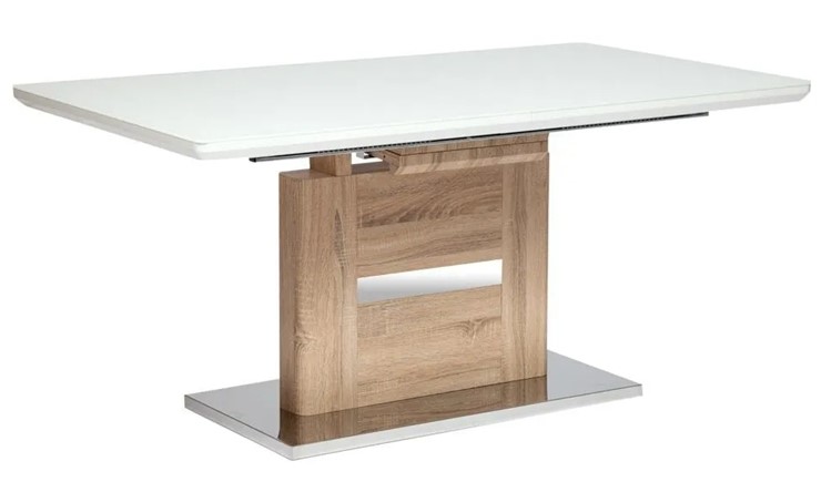 Кухонный стол раздвижной FOSTER (mod. 8070) high glossy/закаленное стекло, 160/200x90x75, дерево/белый во Владивостоке - изображение 7