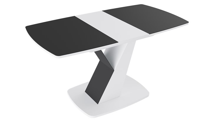 Кухонный раскладной стол Гарда тип 1, цвет Белый/Стекло матовое черный графит в Артеме - изображение 1