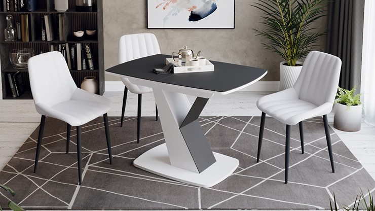 Кухонный раскладной стол Гарда тип 1, цвет Белый/Стекло матовое черный графит в Артеме - изображение 2