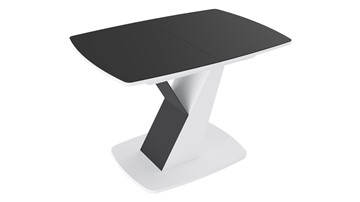 Кухонный раскладной стол Гарда тип 1, цвет Белый/Стекло матовое черный графит в Артеме